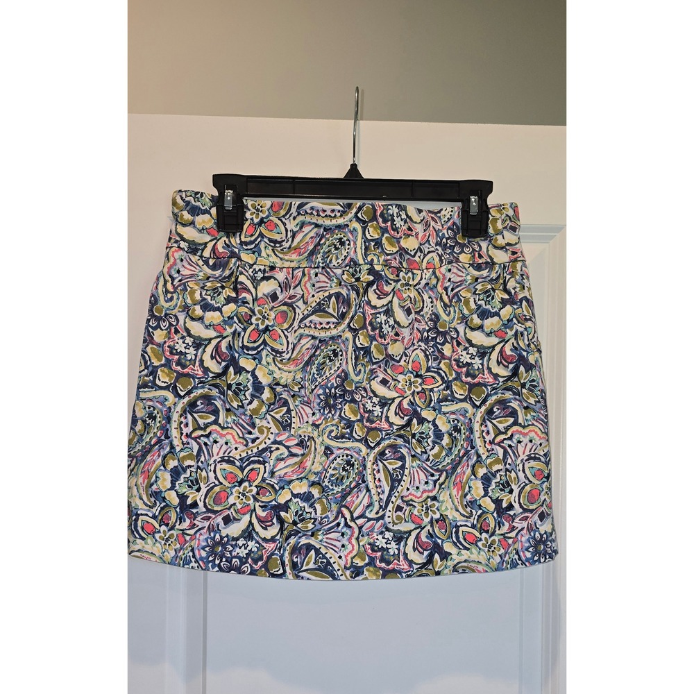 Zac & Rachel Petite Multi Color Paisley Floral Print Skort Size 8P Pull On - Picture 2 of 5